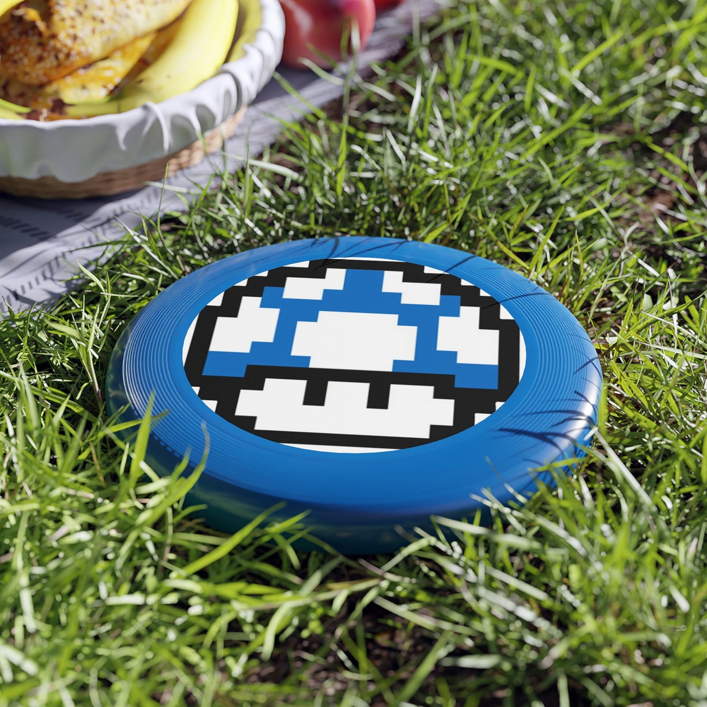 Blue 8 Bit Style Mushroom Wham-O Frisbee