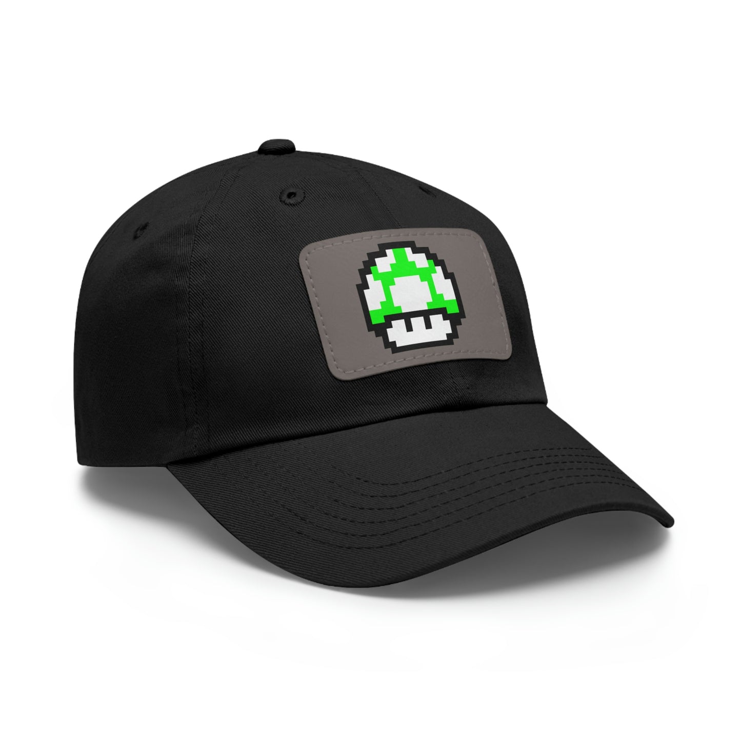 Mushroom 1 UP 8 Bit Style Dad Hat with Leather Patch