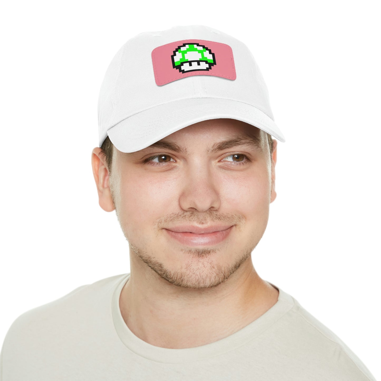 Mushroom 1 UP 8 Bit Style Dad Hat with Leather Patch