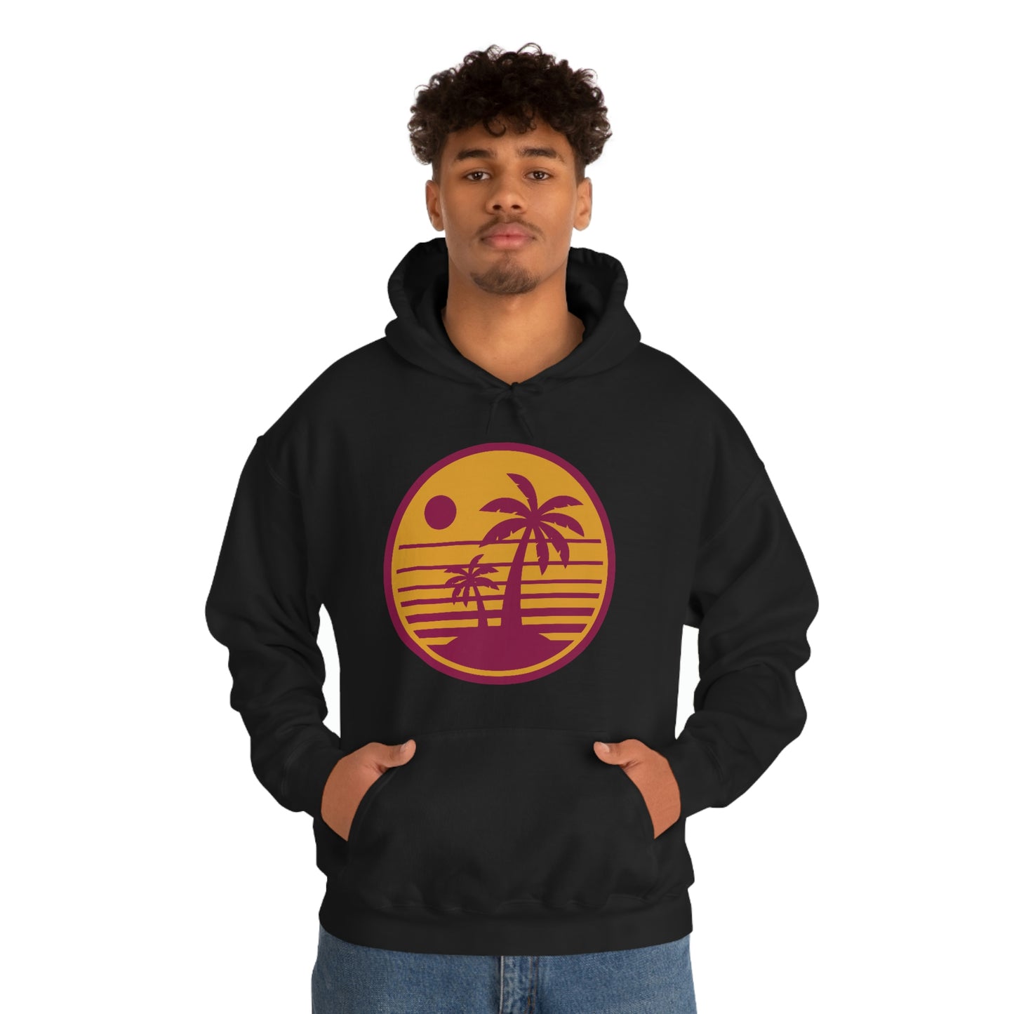 Retro Sunset Beach Unisex Hooded Sweatshirt