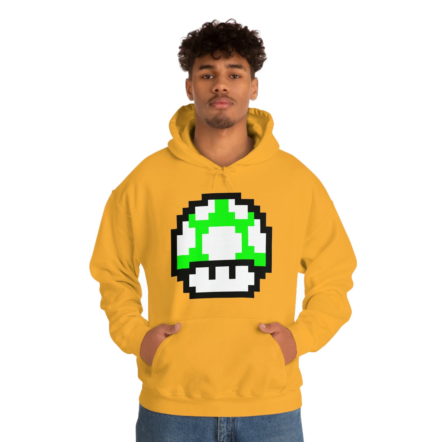 Mushroom 1UP 8 Bit Retro Style Unisex Hooded Sweatshirt