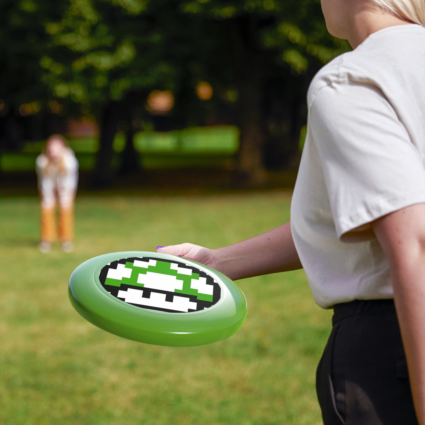 Green 8 Bit Style Mushroom Wham-O Frisbee