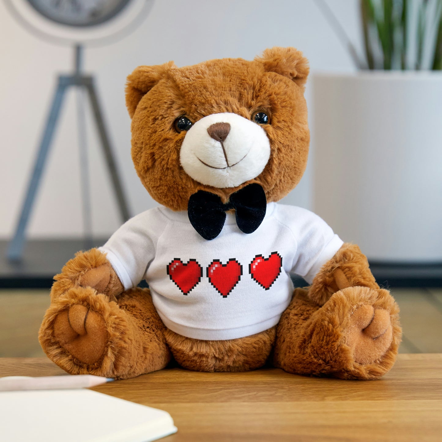 Teddy Bear with 8 Bit Style Hearts T-Shirt