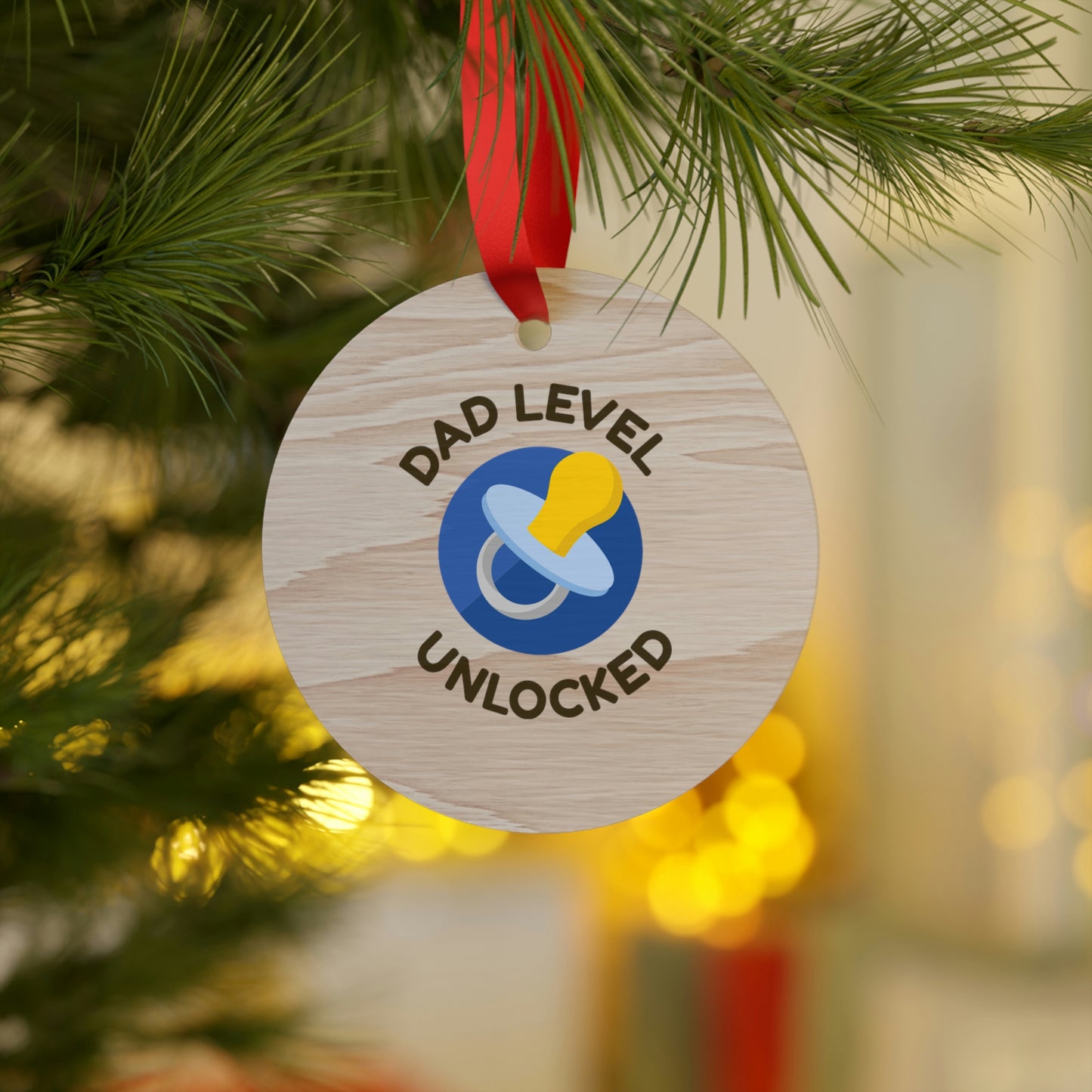 Dad Level Unlocked Wooden Christmas Ornaments