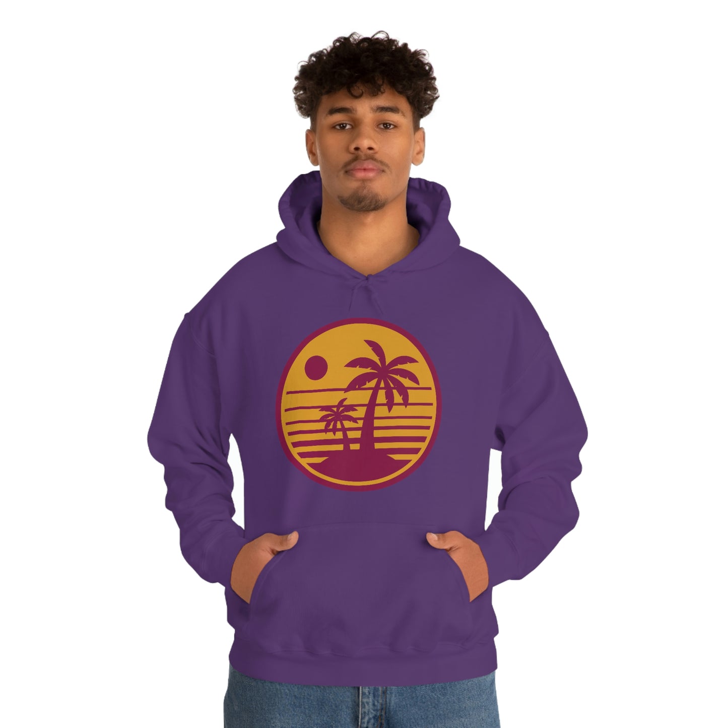 Retro Sunset Beach Unisex Hooded Sweatshirt