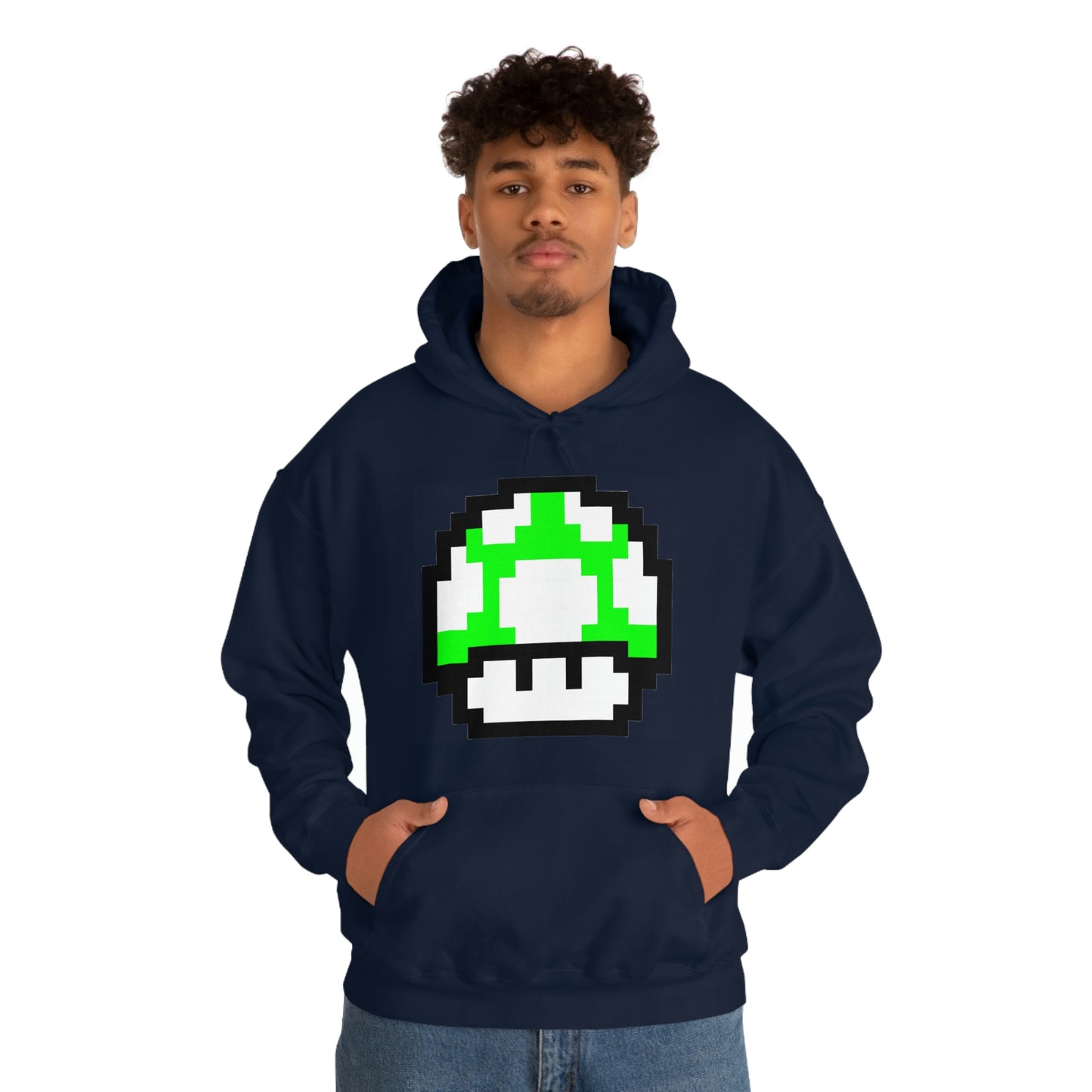 Mushroom 1UP 8 Bit Retro Style Unisex Hooded Sweatshirt