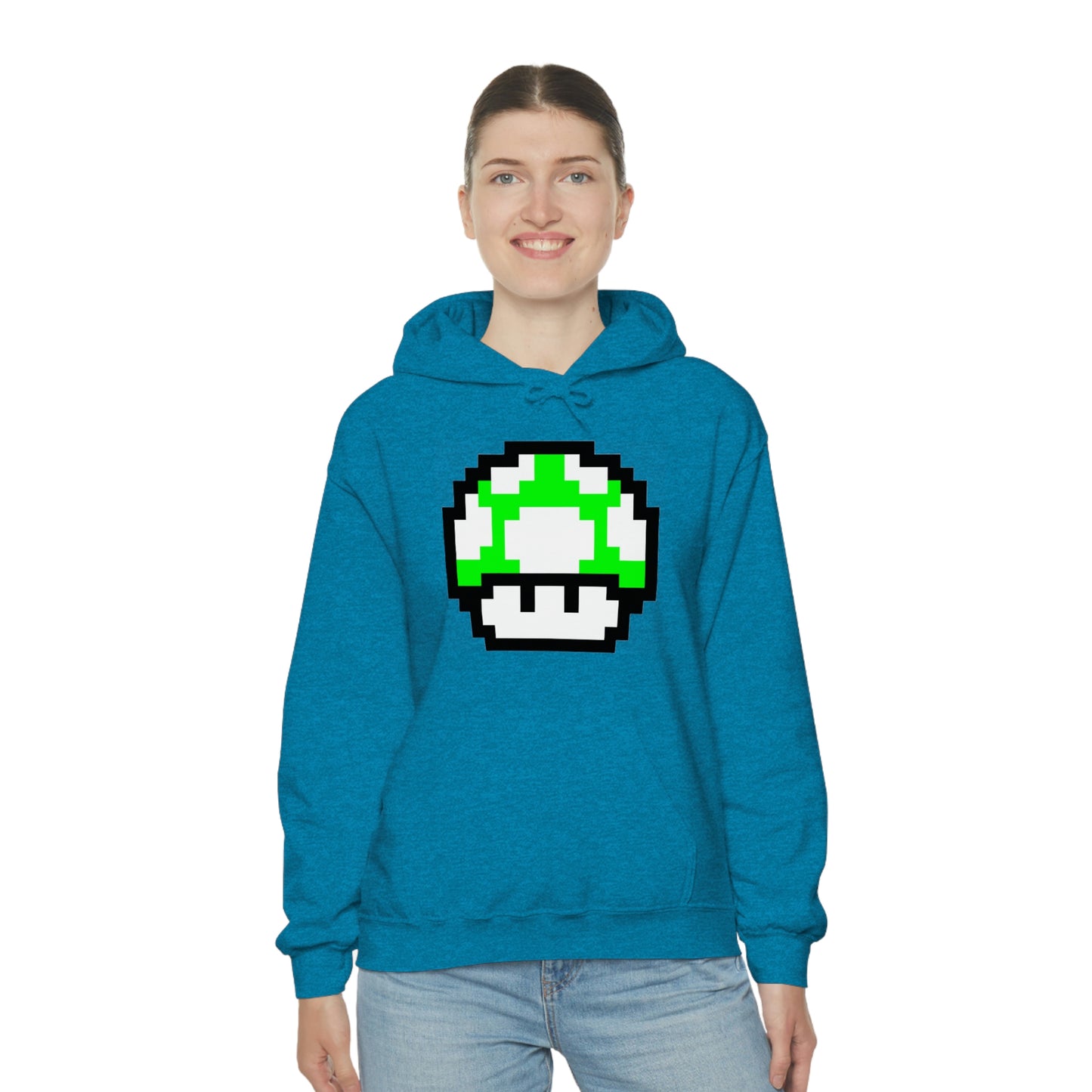 Mushroom 1UP 8 Bit Retro Style Unisex Hooded Sweatshirt