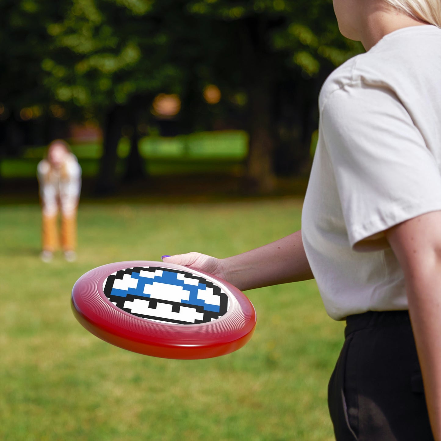 Blue 8 Bit Style Mushroom Wham-O Frisbee