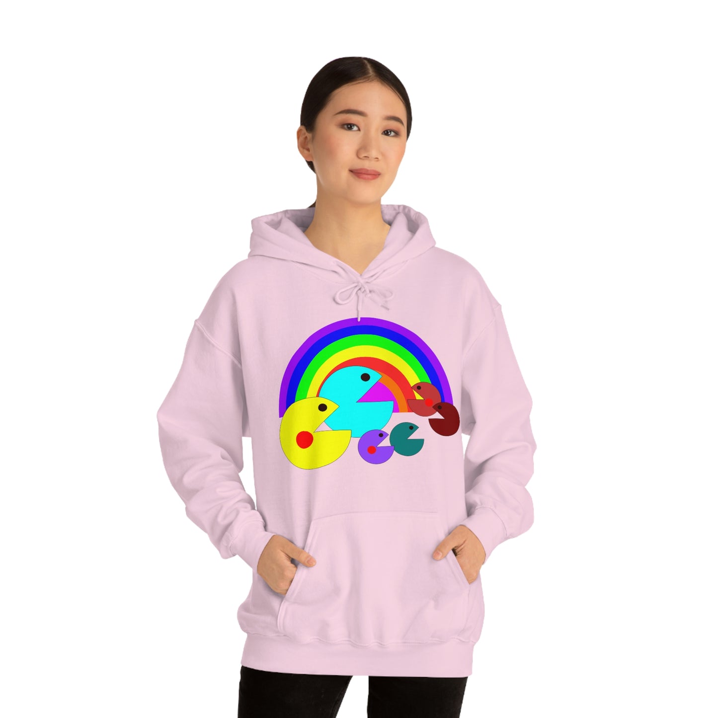Pac Man Style Ranbow Unisex Hooded Sweatshirt