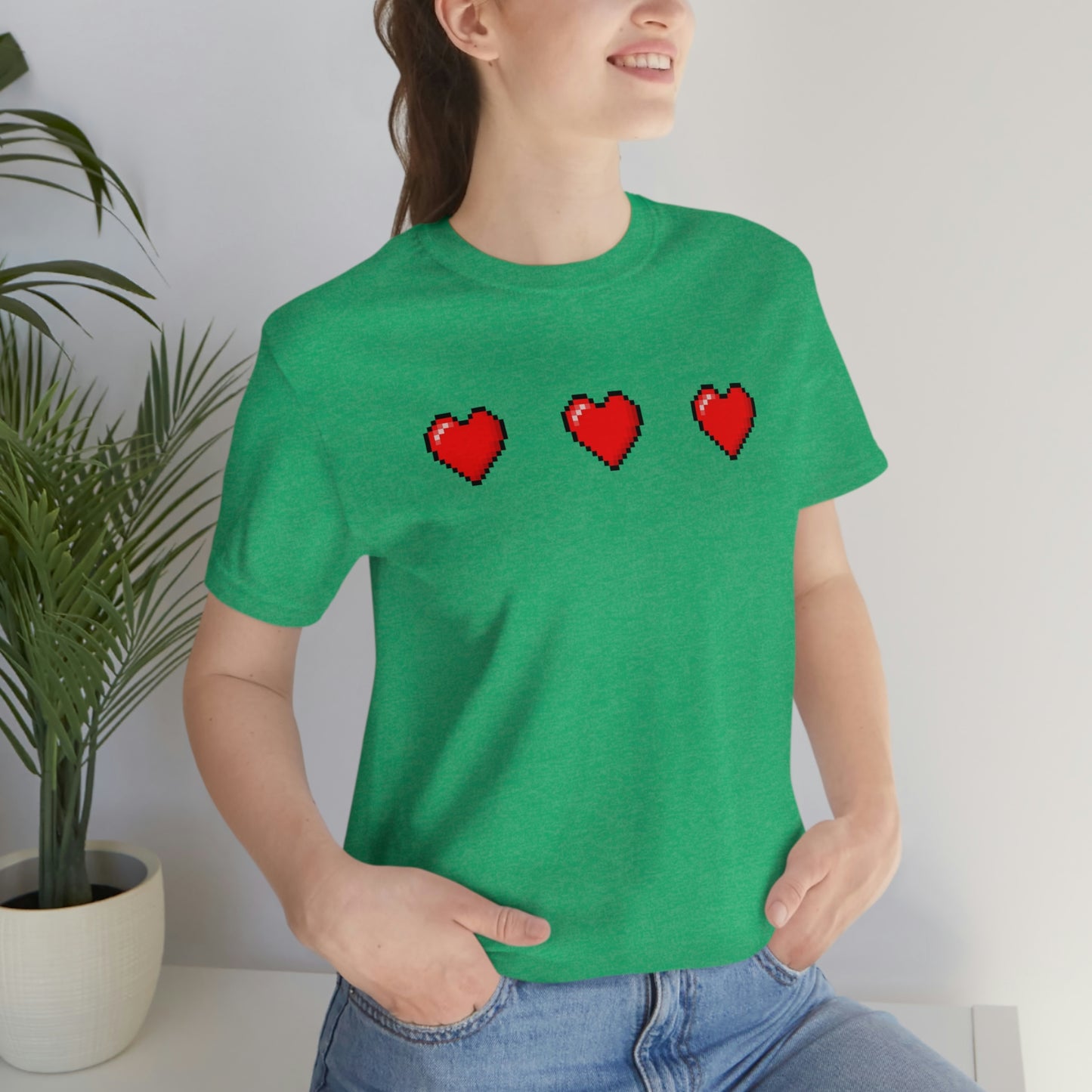 Hearts 8 Bit Style Unisex Jersey Short Sleeve Tee