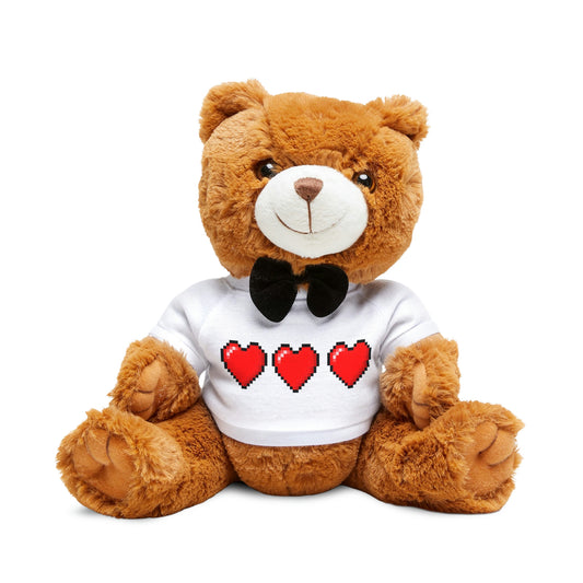 Teddy Bear with 8 Bit Style Hearts T-Shirt