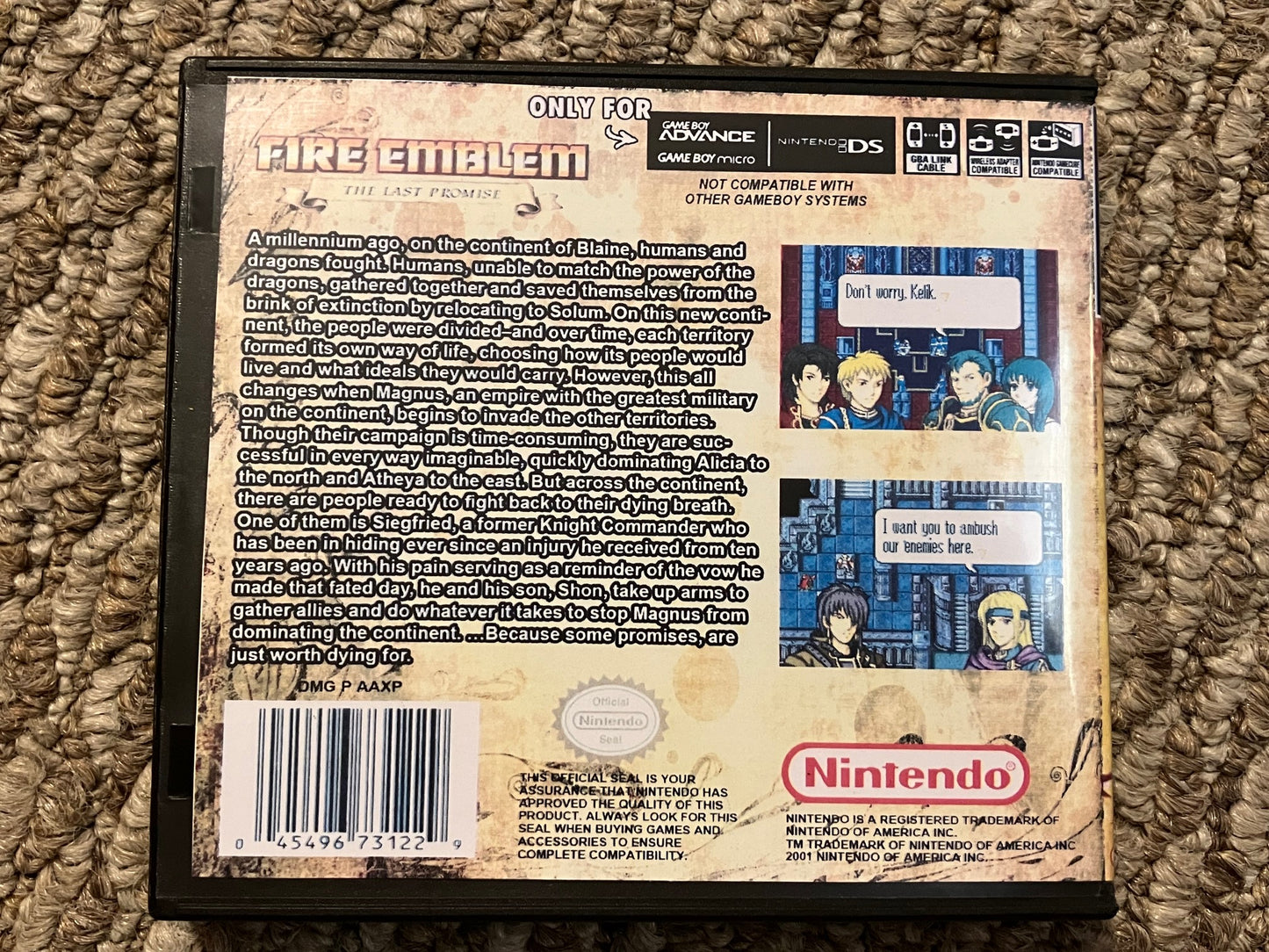 Fire Emblem The Last Promise Nintendo Game Boy Advance Video Game