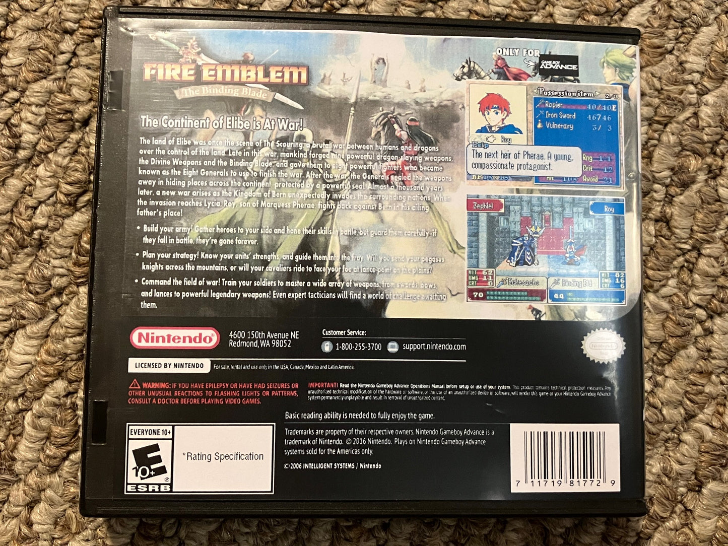 Fire Emblem The Binding Blade Nintendo Game Boy Advance Video Game