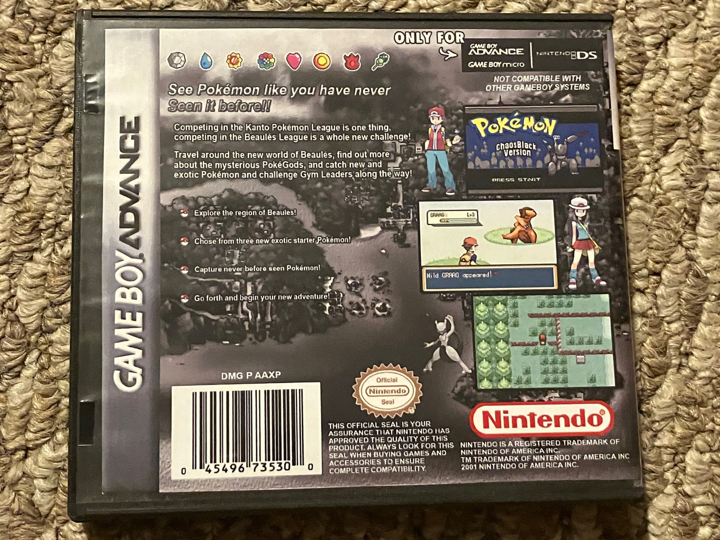 Pokemon Chaos Black Version Nintendo Game Boy Advance Video Game