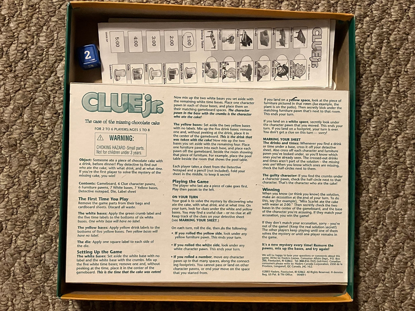 Clue Jr The Case of the Missing Chocolate Cake Board Game