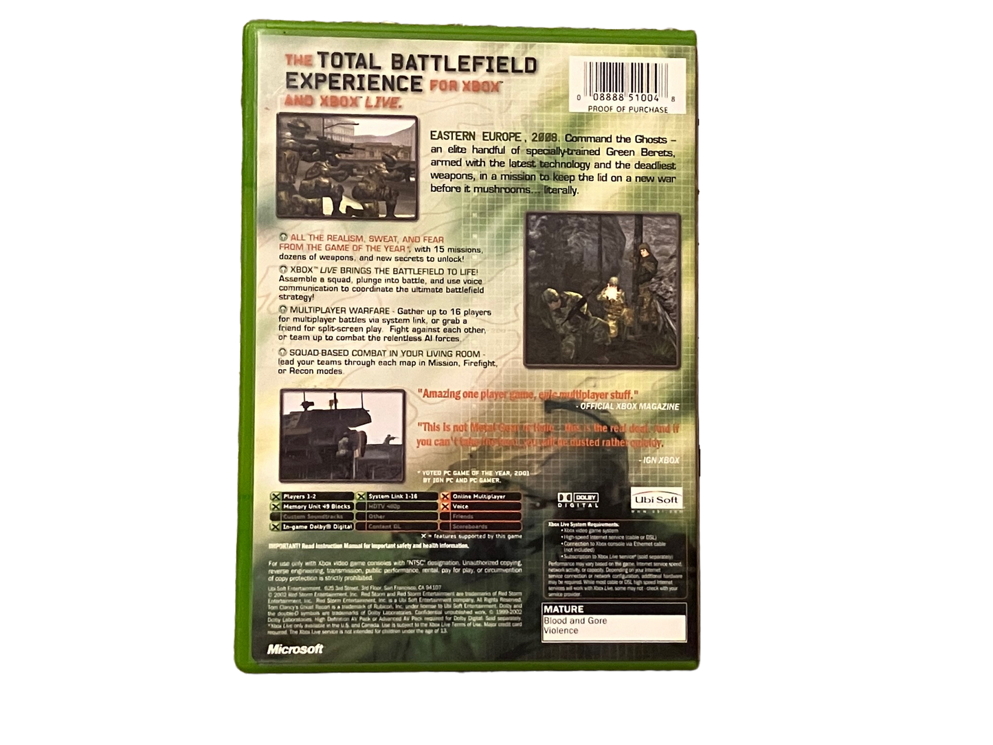 Ghost Recon Original Xbox Complete