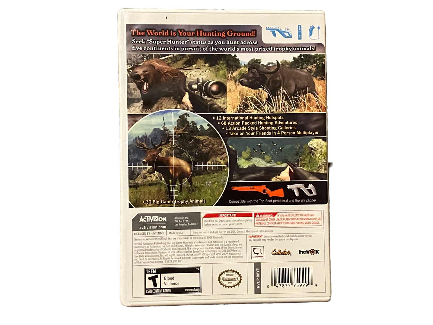 Cabela's Big Game Hunter 2010 Nintendo Wii Complete