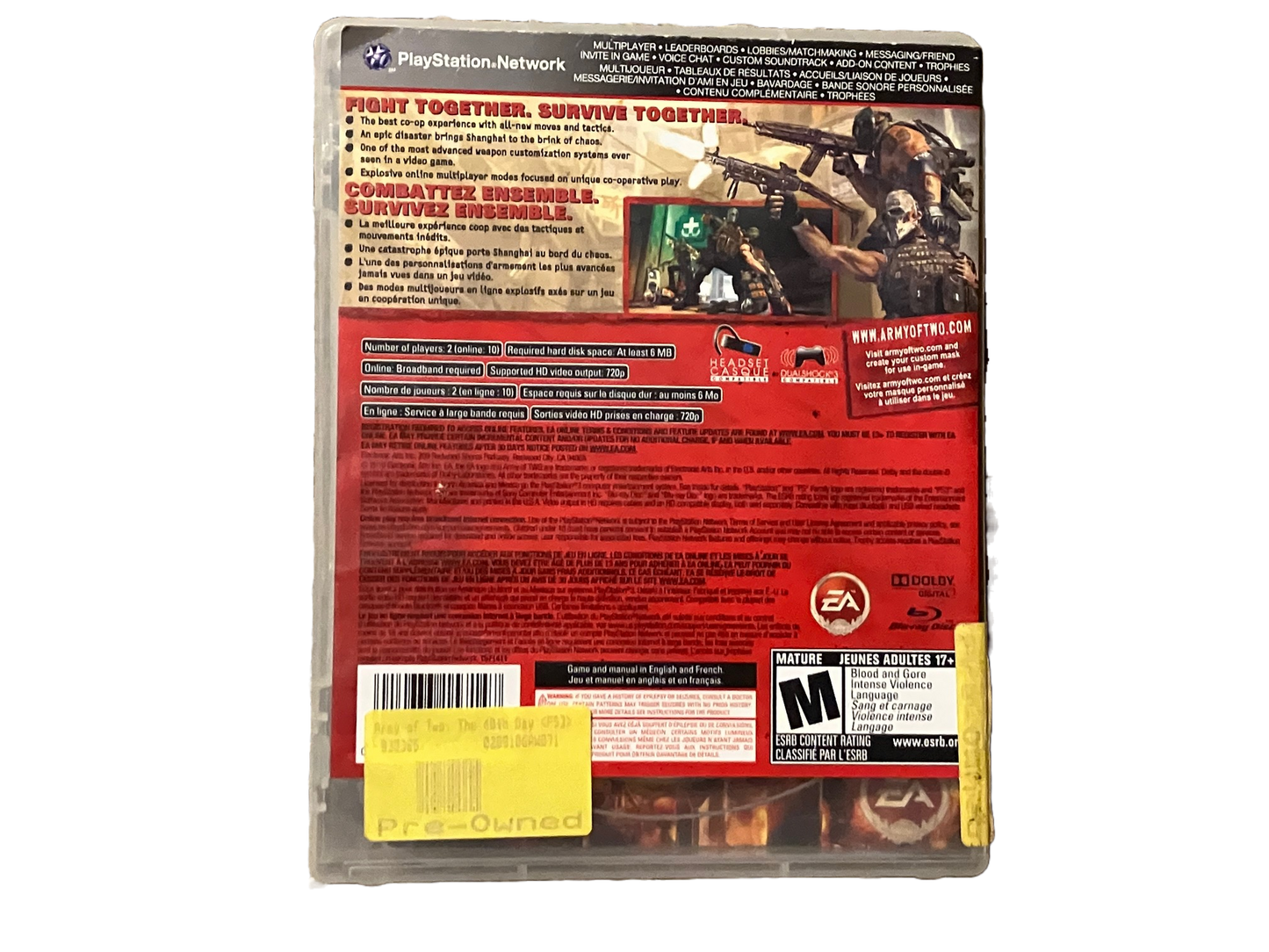 Army of Two The 40th Day Sony PlayStation 3 PS3 Complete
