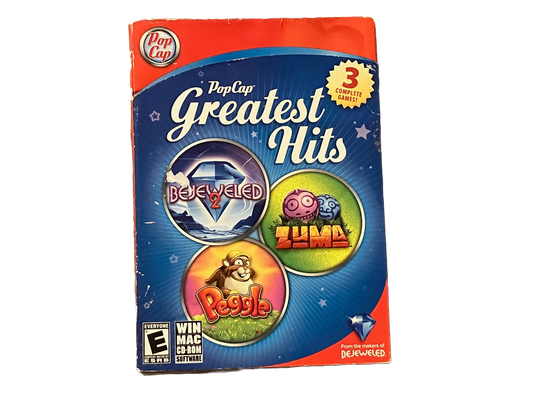 PopCap Greatest Hits - Bejeweled 2, Peggle, Zuma PC / MAC CD Rom Game.