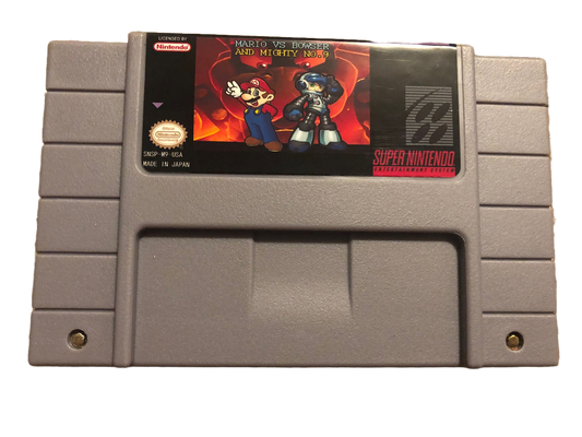 Mario vs Bowser and the Mighty No 9 Super Nintendo SNES Video Game