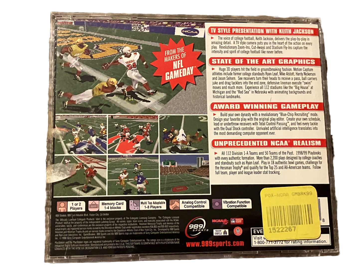NCAA Game Breaker 99 Sony PlayStation Video Game