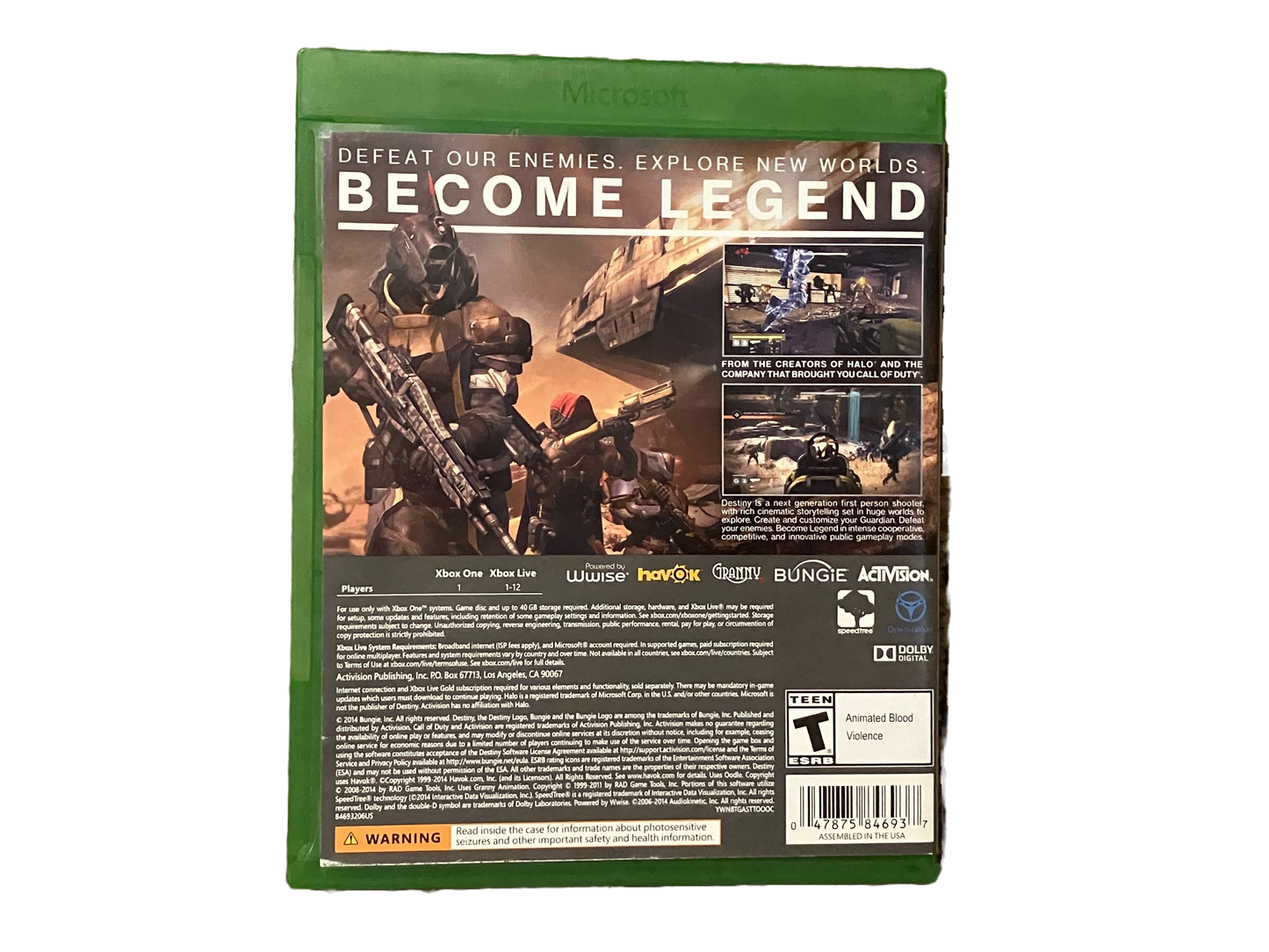 Destiny Microsoft Xbox One Complete.
