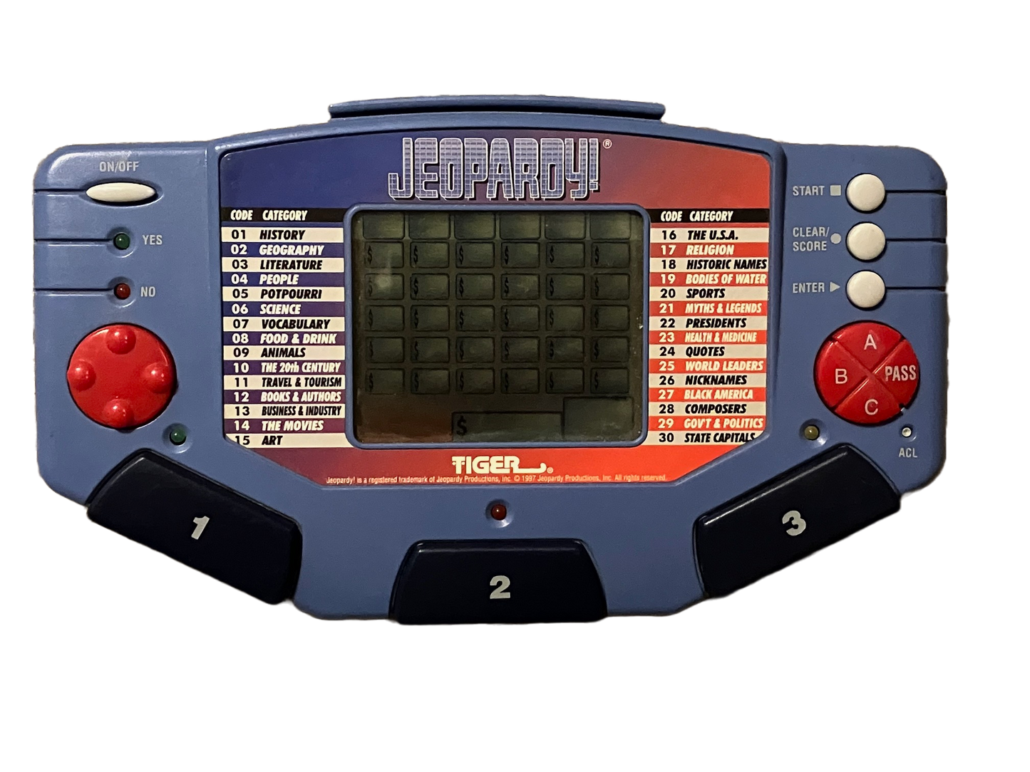 Jeopardy! 1997 Handheld Game. Tiger Games