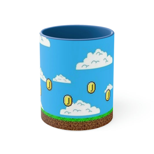 Video Game Style Scenic Background Accent Coffee Mug, 11oz