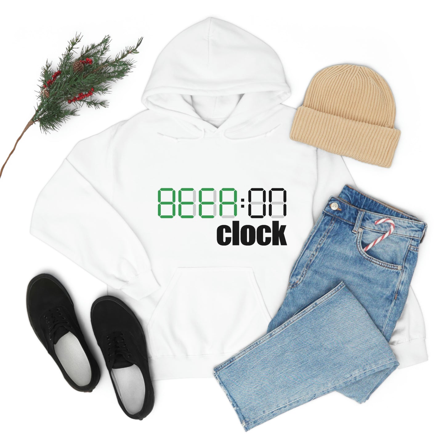 Beer on Clock Unisex Hooded Sweatshirt