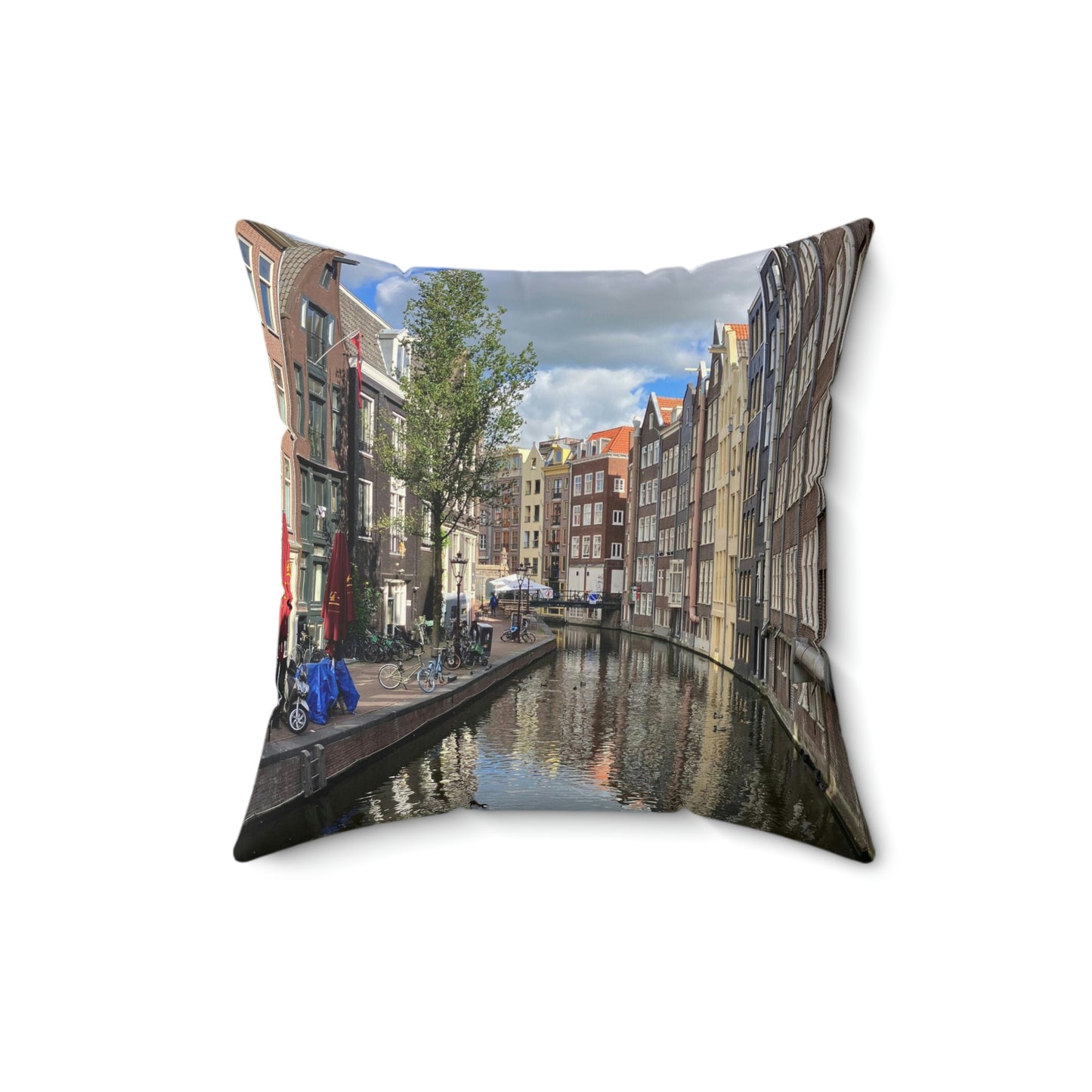 Amsterdam Canals Spun Polyester Square Pillow