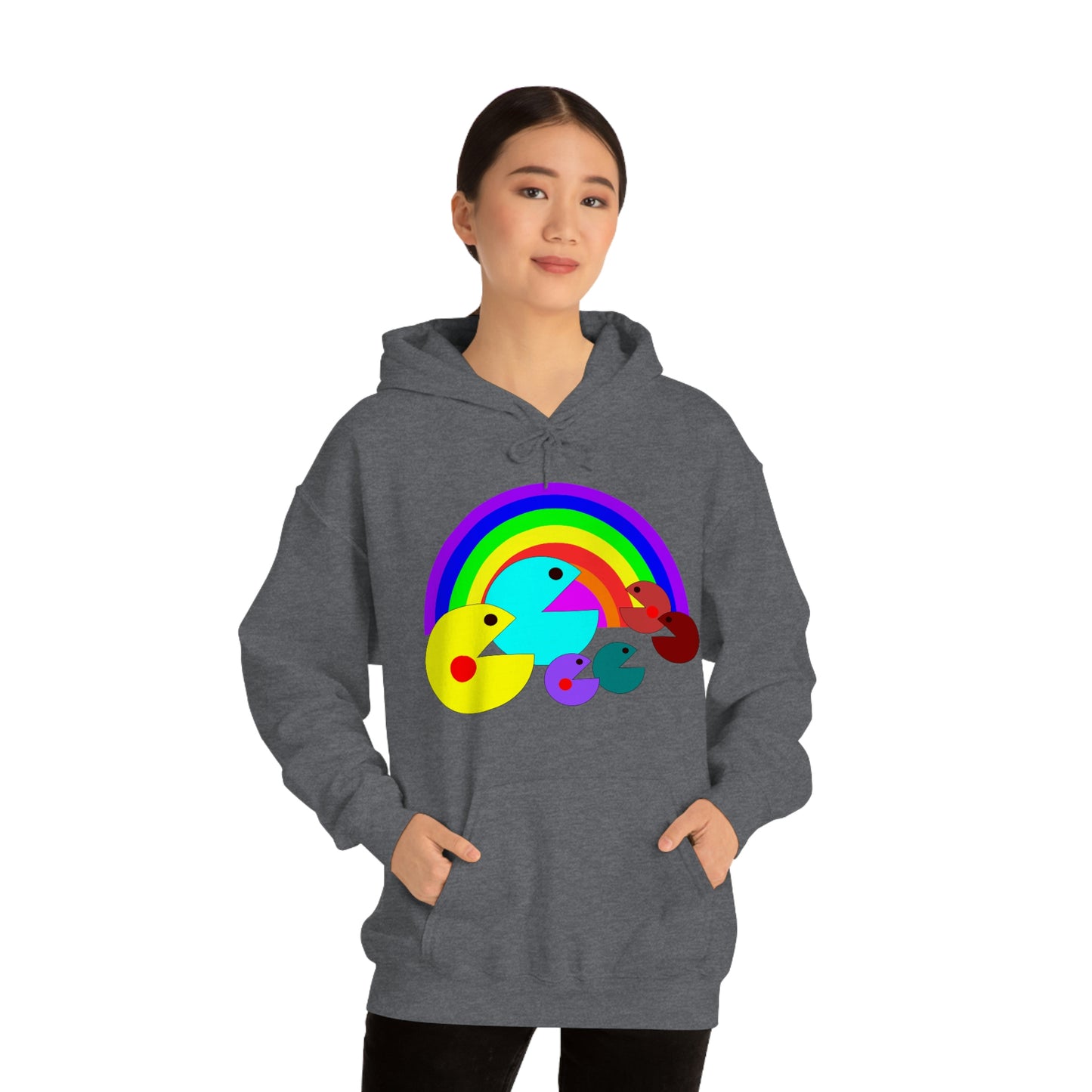 Pac Man Style Ranbow Unisex Hooded Sweatshirt