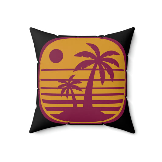 Retro Sunset Beach Spun Polyester Square Pillow