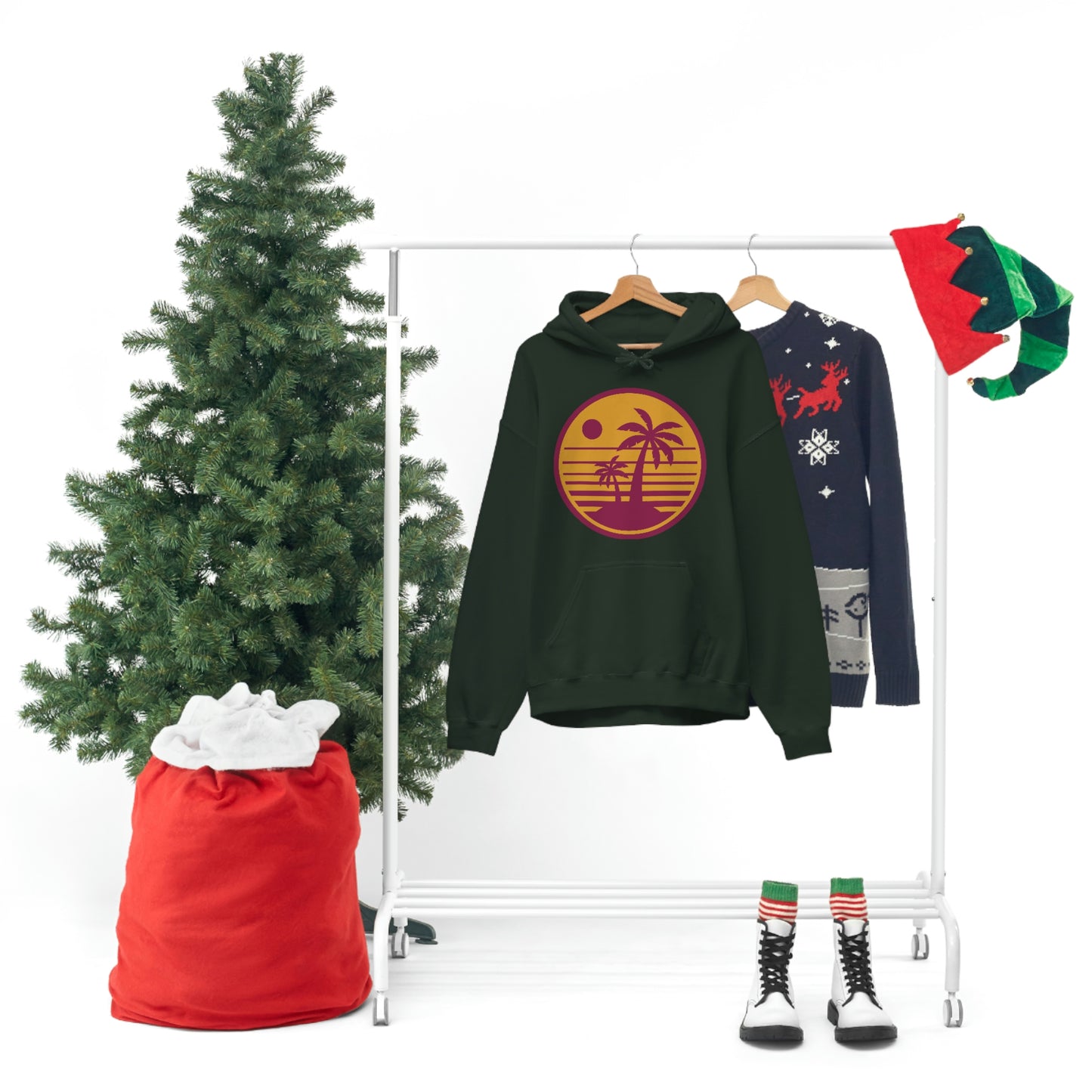 Retro Sunset Beach Unisex Hooded Sweatshirt