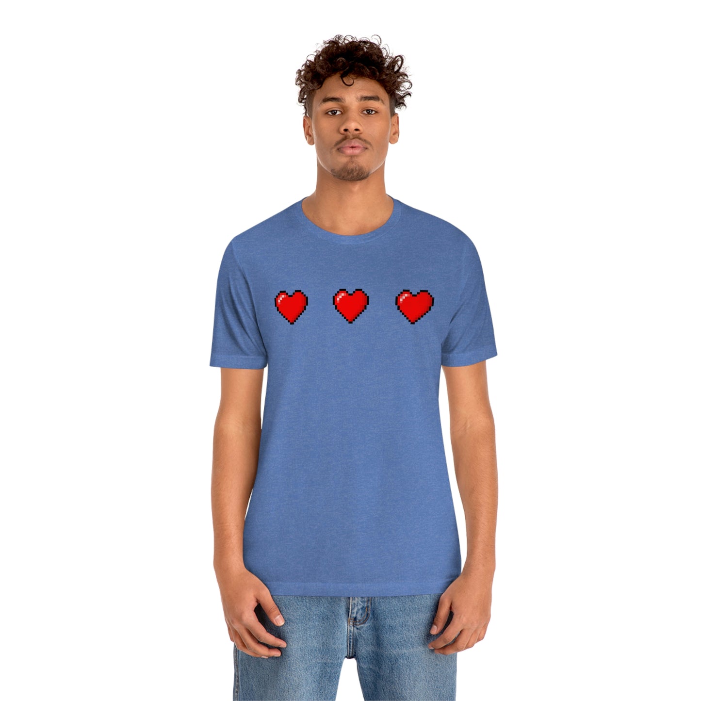 Hearts 8 Bit Style Unisex Jersey Short Sleeve Tee