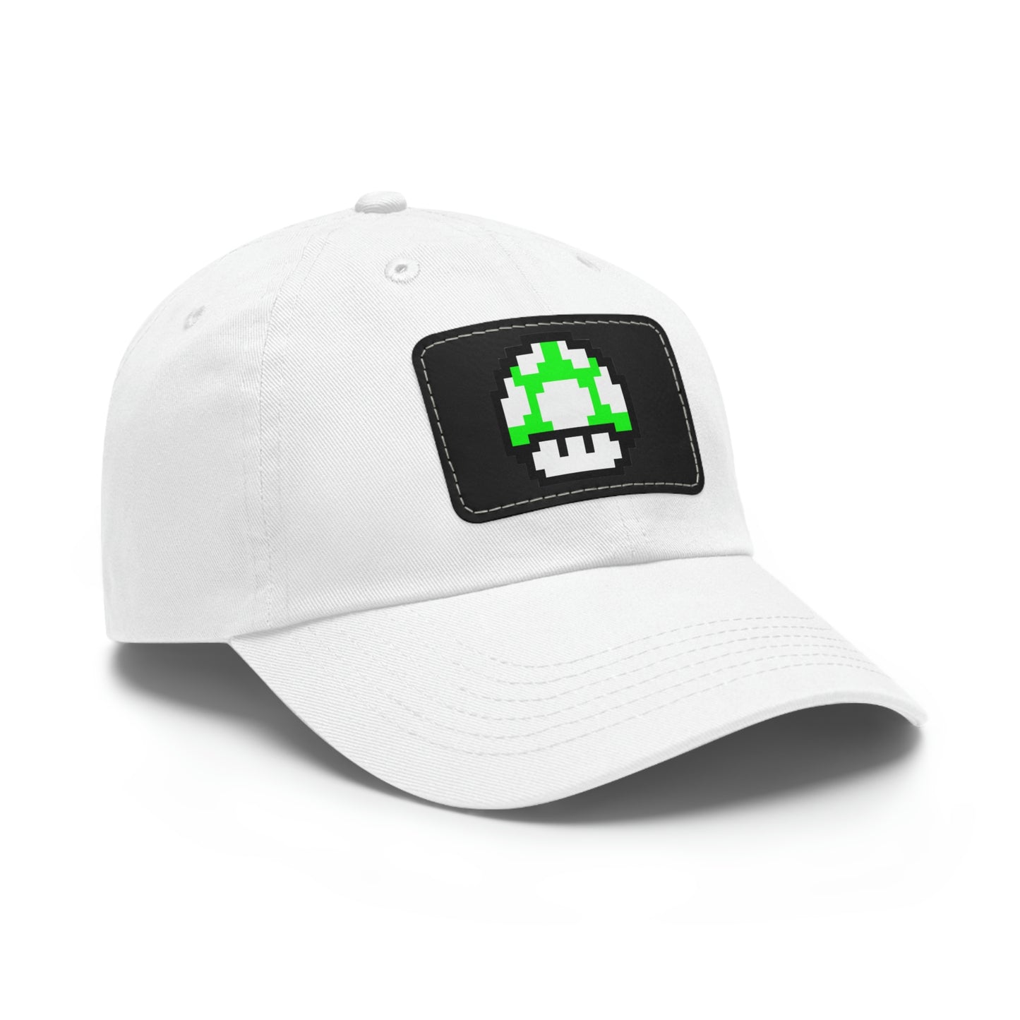 Mushroom 1 UP 8 Bit Style Dad Hat with Leather Patch