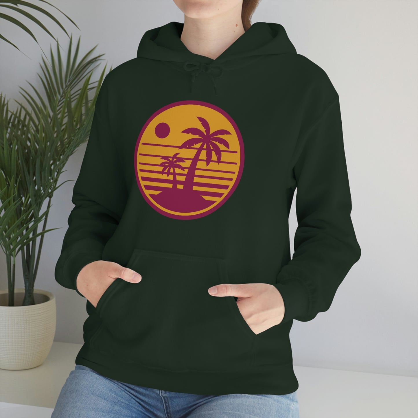 Retro Sunset Beach Unisex Hooded Sweatshirt