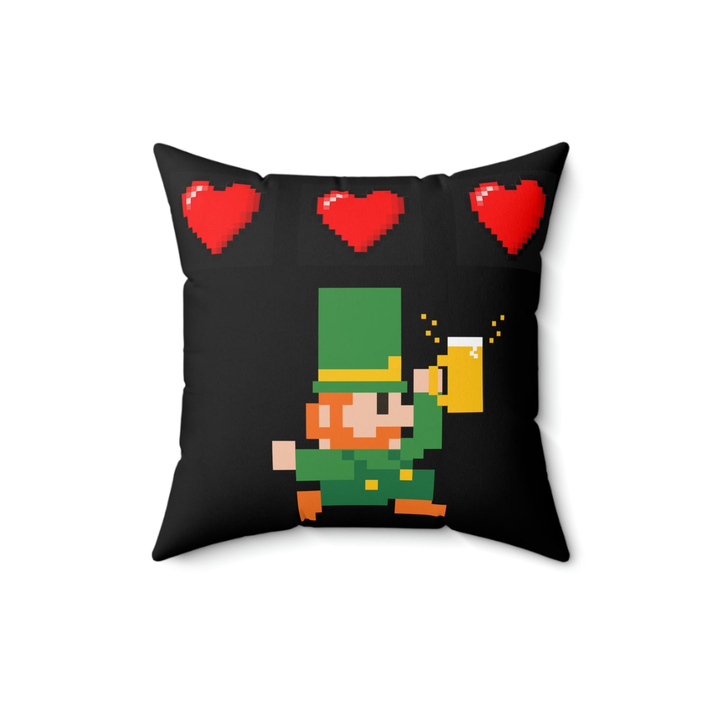 Leprechaun 8 Bit Style Spun Polyester Square Pillow