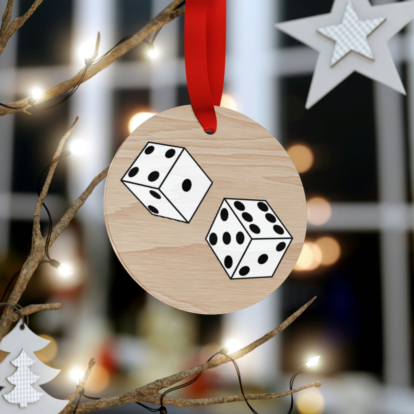 Dice Roll Wooden Christmas Ornaments