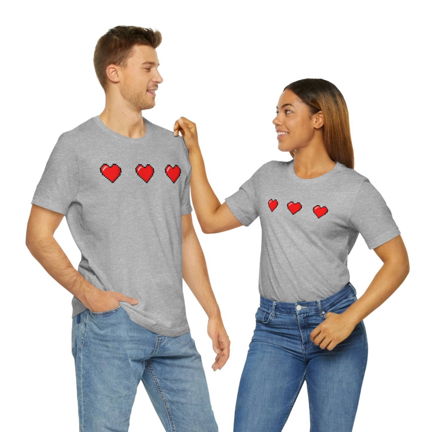 Hearts 8 Bit Style Unisex Jersey Short Sleeve Tee