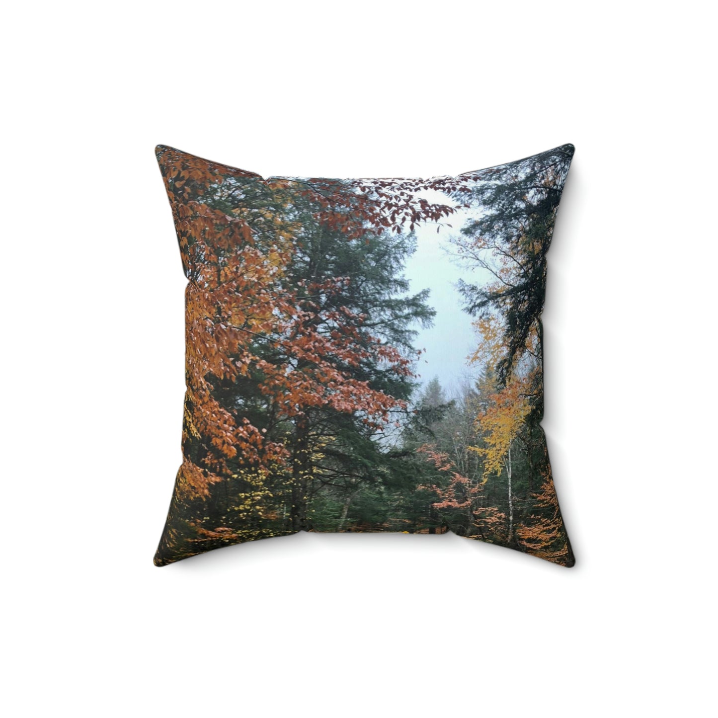 New England Fall Leaves Spun Polyester Square Pillow