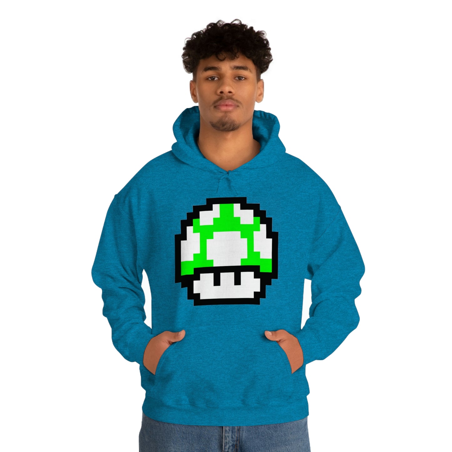 Mushroom 1UP 8 Bit Retro Style Unisex Hooded Sweatshirt