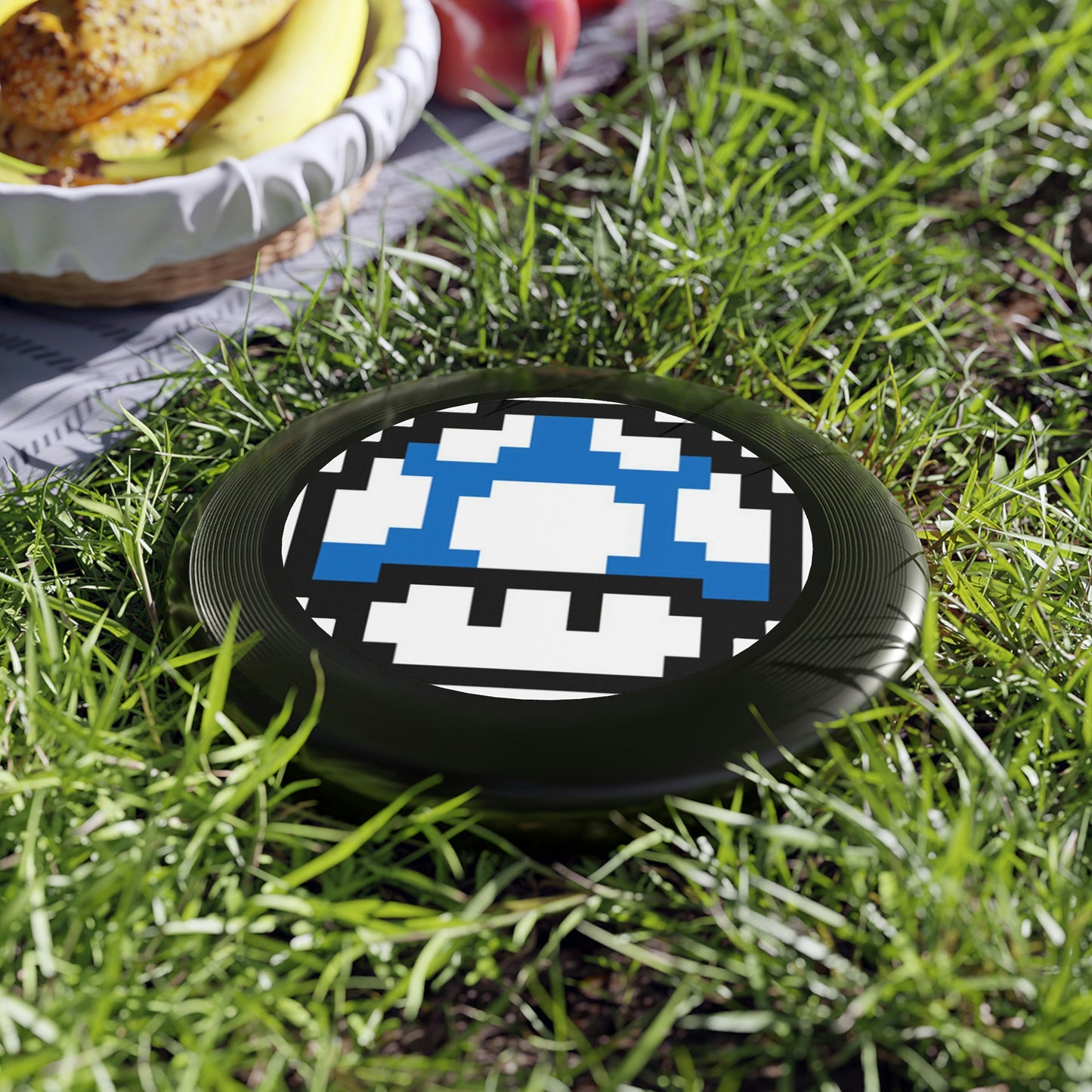 Blue 8 Bit Style Mushroom Wham-O Frisbee