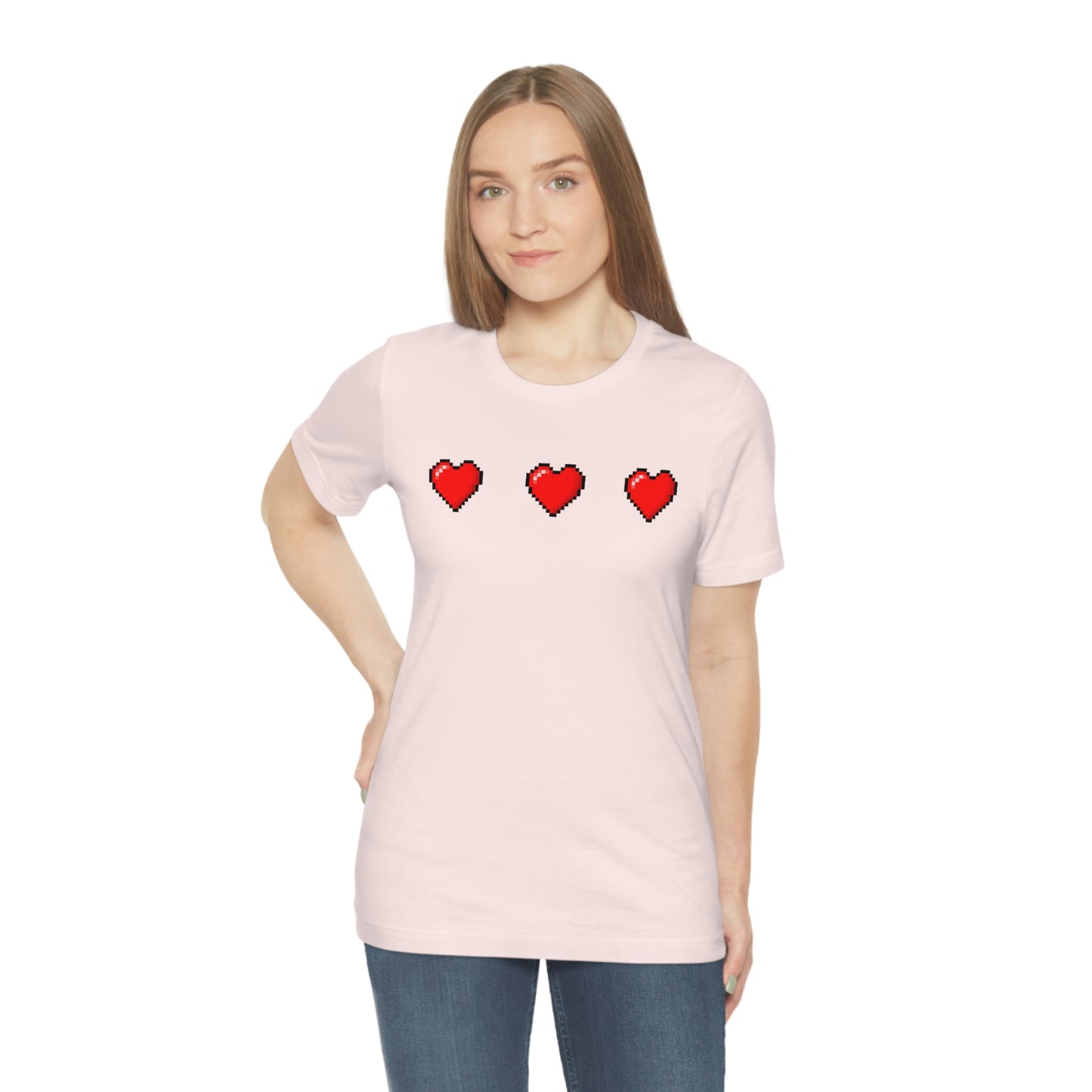 Hearts 8 Bit Style Unisex Jersey Short Sleeve Tee