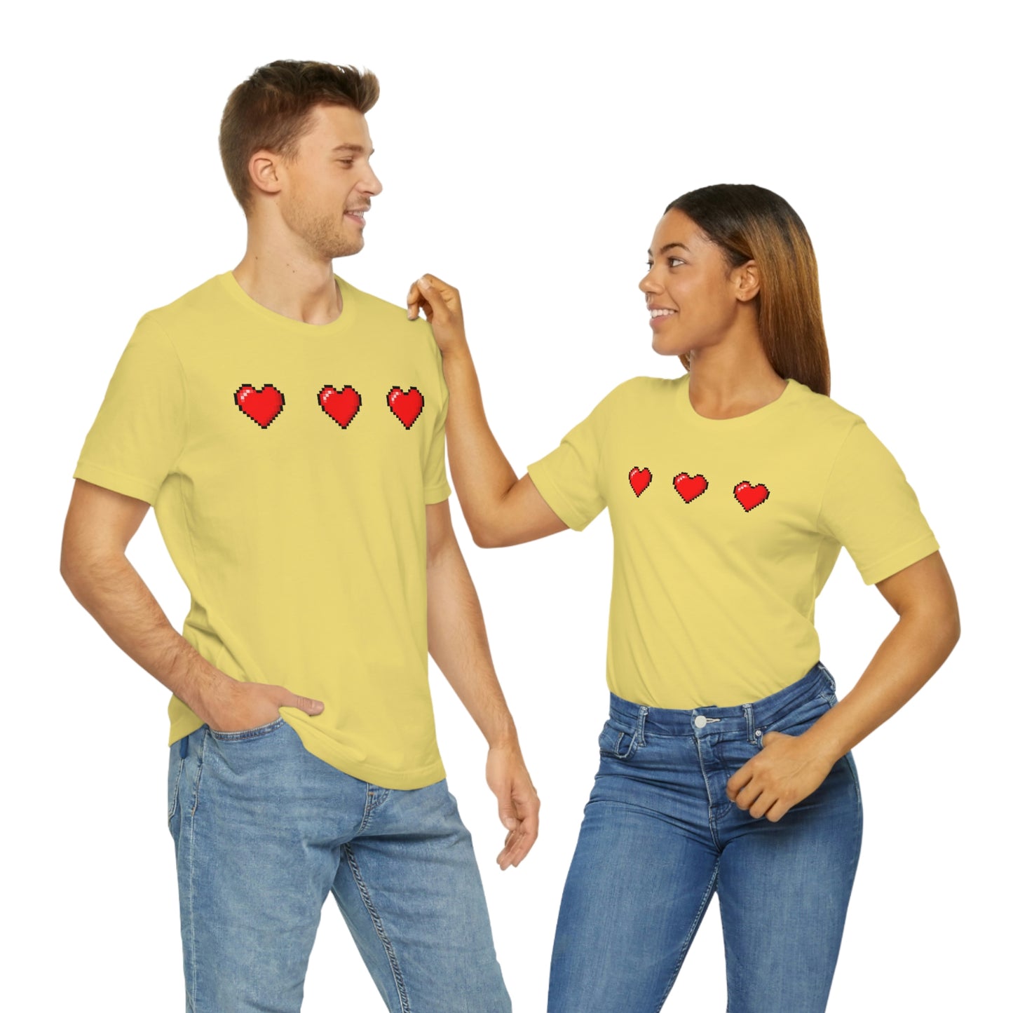 Hearts 8 Bit Style Unisex Jersey Short Sleeve Tee