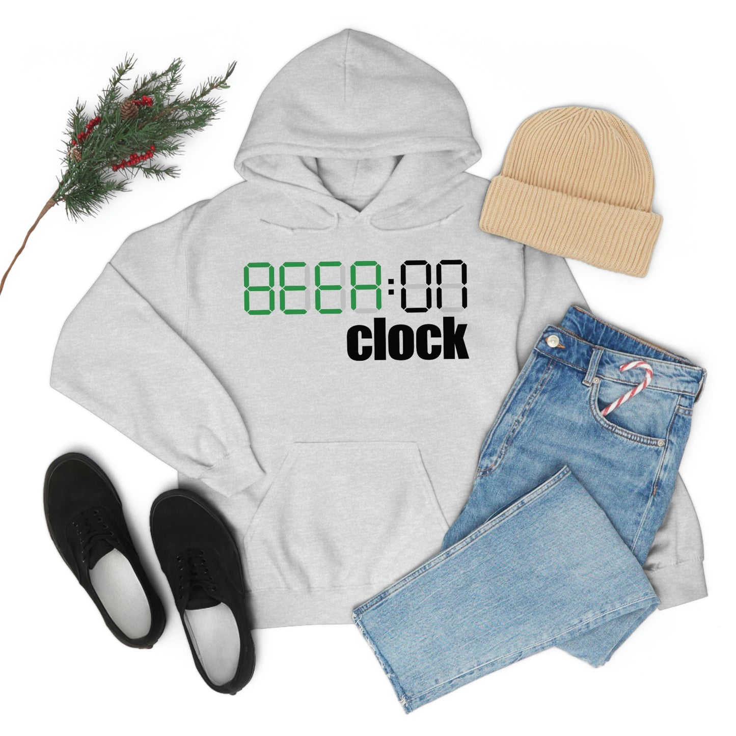 Beer on Clock Unisex Hooded Sweatshirt