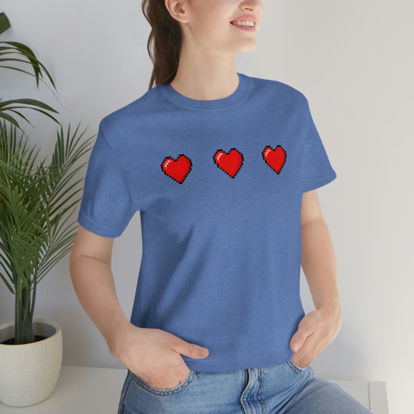 Hearts 8 Bit Style Unisex Jersey Short Sleeve Tee