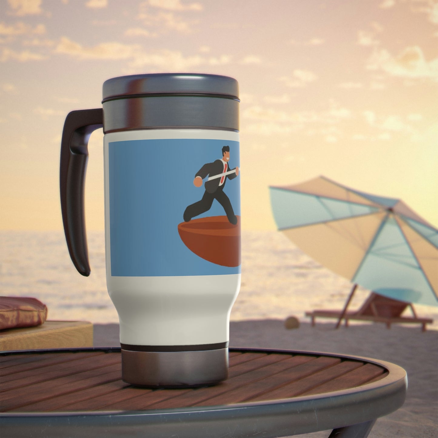 Javelin Business Man Style Travel Mug with Handle, 14oz