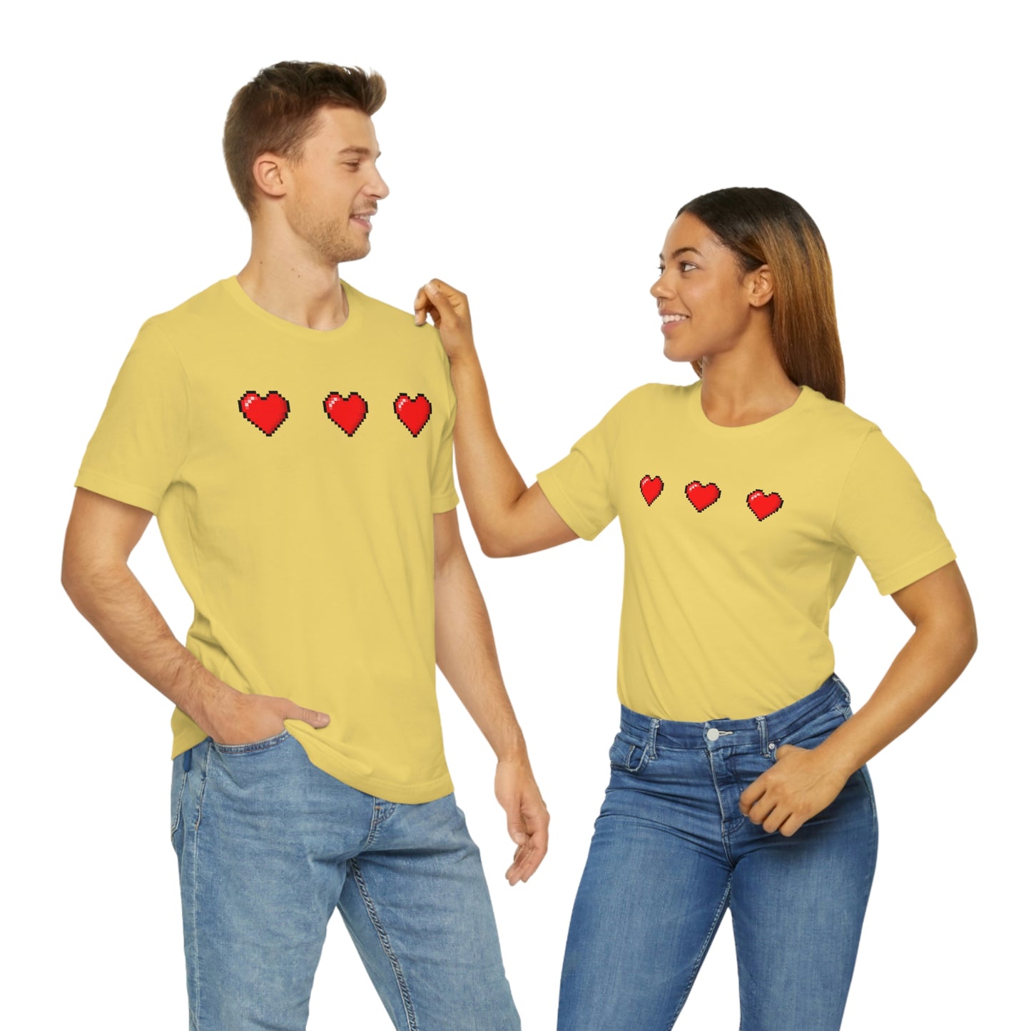 Hearts 8 Bit Style Unisex Jersey Short Sleeve Tee