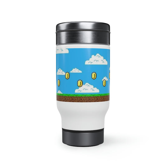 Video Game Style Scenic Backgorund Travel Mug with Handle, 14oz