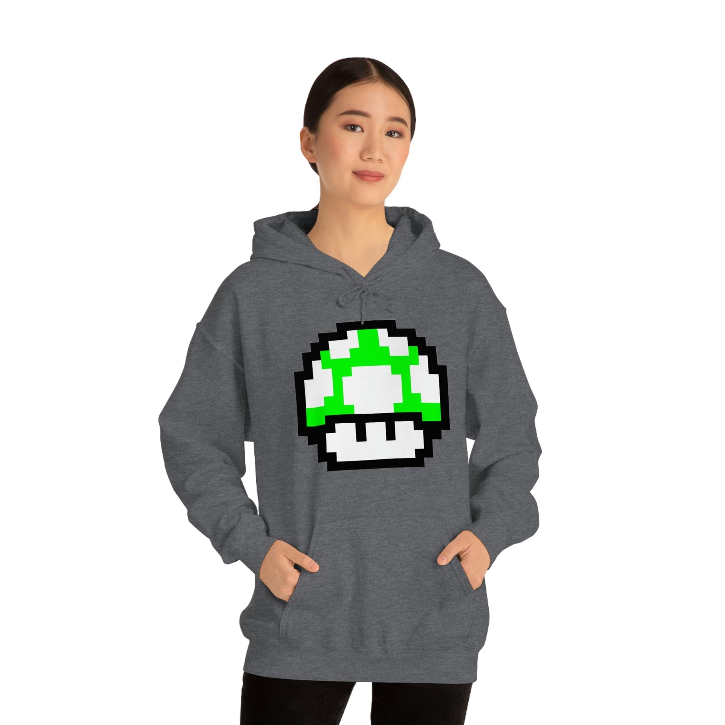 Mushroom 1UP 8 Bit Retro Style Unisex Hooded Sweatshirt